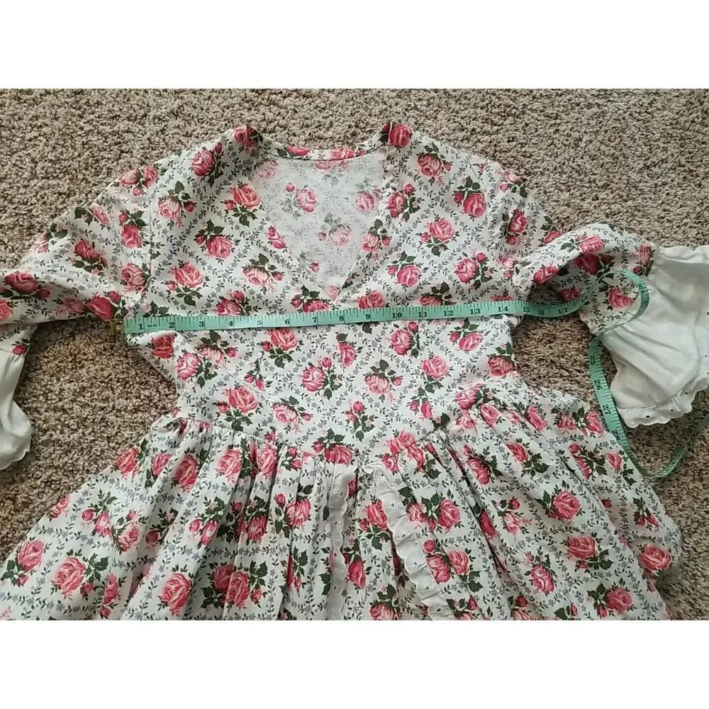 Girls 8/10? Colonial Prairie Calico Costume‎ Handmade Dress Side Bustles Cottage